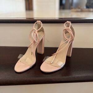 Nude Lace Up Strappy Heels